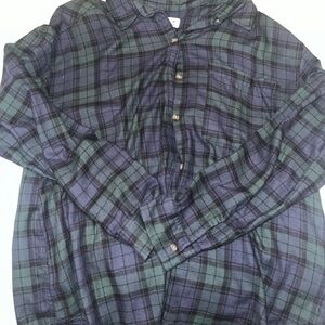 Hollister Navy and Forest Plaid Men's Shirt